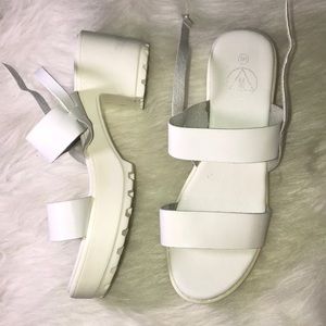White platform open sandals